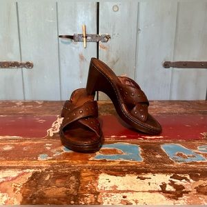 Born Leather Wedge Sandals